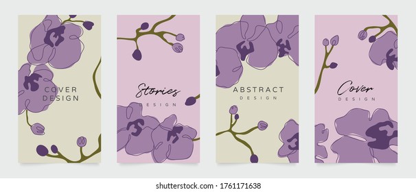 Abstract background vector with natural and floral line arts. Creative pattern with hand drawn shapes. Design background for social media post, cover, print and wallpaper