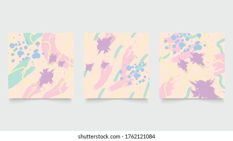 Abstract background vector with natural and floral line arts. Creative pattern with hand drawn shapes. Design background for social media post, cover, print and wallpaper