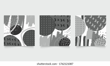 Abstract background vector with natural and floral line arts. Creative pattern with hand drawn shapes. Design background for social media post, cover, print and wallpaper