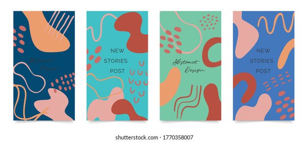 Abstract background vector with natural and floral line arts. Creative pattern with hand drawn curved shapes and lines. Design background for social media post, cover, print and wallpaper