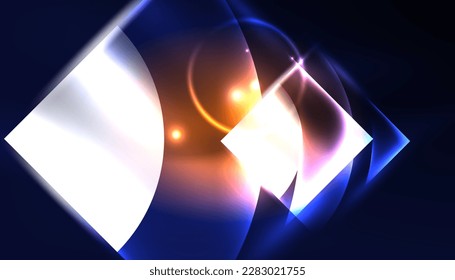 Abstract background vector neon glowing geometric elements. Hi-tech design for wallpaper, banner, background, landing page, wall art, invitation, prints, posters