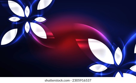 Abstract background vector neon glowing geometric elements. Hi-tech design for wallpaper, banner, background, landing page, wall art, invitation, prints, posters