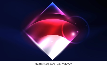 Abstrakter Hintergrund, Vektorneon, leuchtend geometrische Elemente. Hightech-Design für Tapeten, Banner, Hintergrund, Landing-Page, Tapete, Einladung, Drucke, Poster