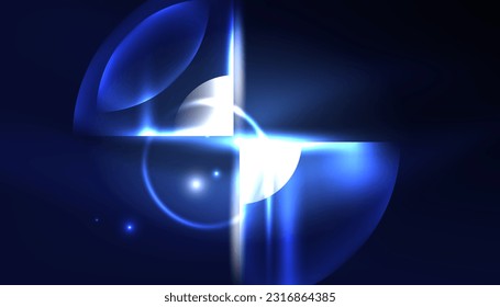 Abstract background vector neon glowing geometric elements. Hi-tech design for wallpaper, banner, background, landing page, wall art, invitation, prints, posters