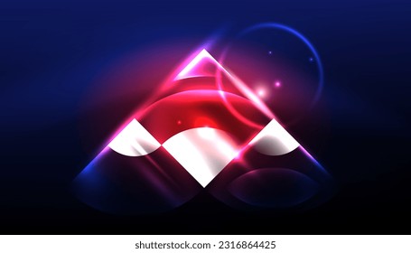 Abstract background vector neon glowing geometric elements. Hi-tech design for wallpaper, banner, background, landing page, wall art, invitation, prints, posters