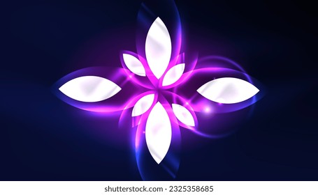 Abstract background vector neon glowing geometric elements. Hi-tech design for wallpaper, banner, background, landing page, wall art, invitation, prints, posters