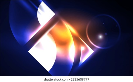Abstract background vector neon glowing geometric elements. Hi-tech design for wallpaper, banner, background, landing page, wall art, invitation, prints, posters