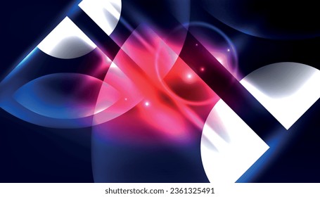 Abstract background vector neon glowing geometric elements. Hi-tech design for wallpaper, banner, background, landing page, wall art, invitation, prints, posters