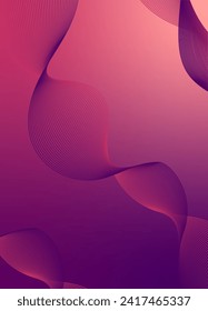 Abstract background vector orange violet with dynamic waves for wedding design. Futuristic technology backdrop with network wavy lines. Premium template with stripes, gradient mesh for banner, poster.