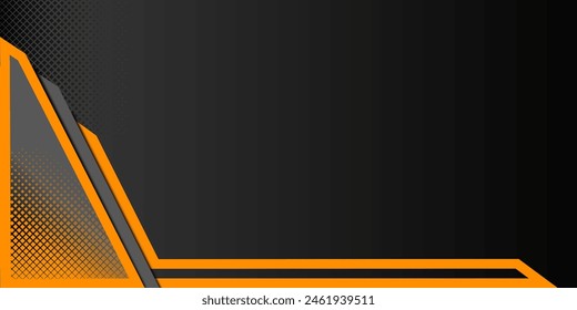 Abstract background vector overlapping geometric layers, halftone modern orange and black copy space area for banner, wallpaper and web design