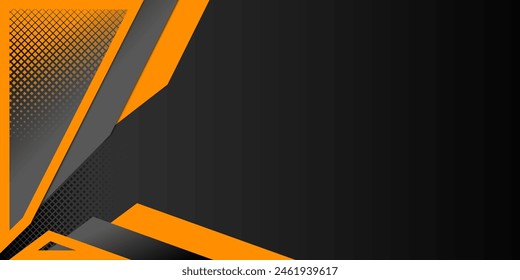 Abstract background vector overlapping geometric layers, halftone modern orange and black copy space area for banner, wallpaper and web design