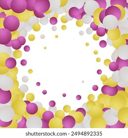 Abstract background. Vector photo frame. Colored balls.