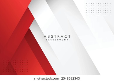 abstract background of vector red white paper cut ornament with realistic shadow and grey spots