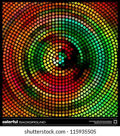Abstract background vector. Retro pixel mosaic design. Party, disco poster template. Red and green tones.(eps10)