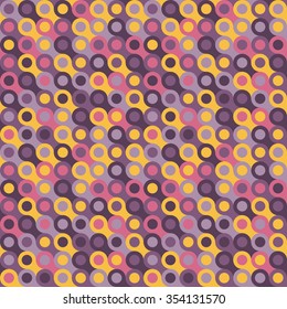 Abstract background - vector seamless pattern. Geometric backdrop for web site. Wallpaper in yellow and lilac colors. Circles system. 