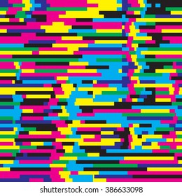 Abstract background vector seamless pattern in glitch style for creative print poster, website, brochure cover and other design projects. Digital backdrop.