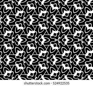 Abstract background. Vector seamless pattern. Black and white geometric seamless pattern in modern stylish