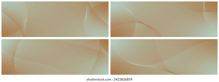 Abstract background vector set blue, orange with dynamic waves for business. Futuristic technology backdrop with network wavy lines. Premium template with stripes, gradient mesh for banner, poster.