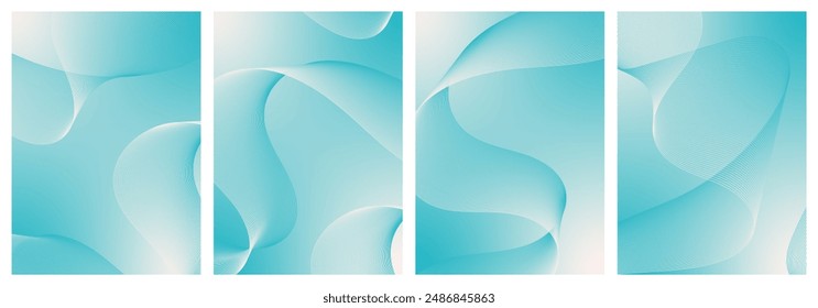 Abstract background vector set blue, white with dynamic waves for wedding. Futuristic technology network or wavy lines. Premium stripe texture for wedding banner, poster. Template with gradient mesh.
