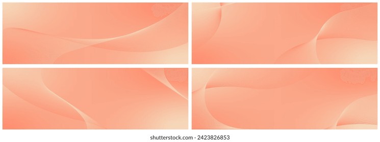 Abstract background vector set orange, peach fuzz with dynamic waves for wedding design. Futuristic backdrop with network wavy lines. Premium template with stripes and gradient mesh banner, poster.