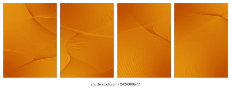 Abstract background vector set orange with dynamic waves for wedding design. Futuristic backdrop with network wavy lines. Premium template with stripes and gradient mesh for banner or poster.