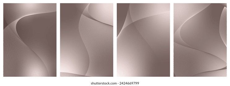 Abstract background vector set orange, brown with dynamic waves for wedding design. Futuristic backdrop with network wavy lines. Premium template with stripes and gradient mesh for banner or poster.