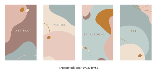 Abstract background vector set - vibrant banners with lines and oval shapes suitable for wallpapers, posters, cover design templates, social media stories.
