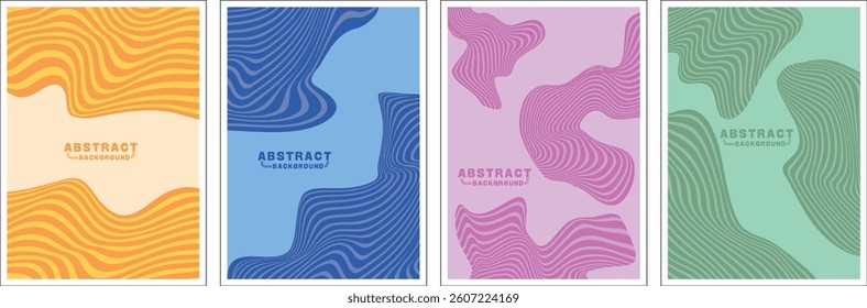 Abstract Background Vector Set with Wavy Lines