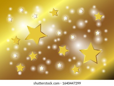 Abstract background vector shining golden star on gold texture