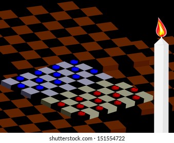 abstract background, vector style, checkers in 3D
