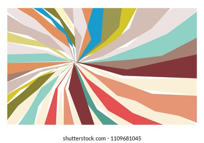 abstract background vector with sunburst or pinwheel design effect in colors of blue pink green beige orange gray yellow and white in a pretty modern explosion of colors