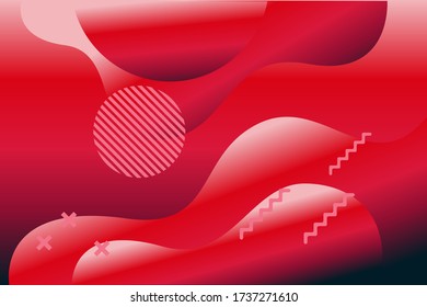 Abstract background vector template with fluid  shapes. Gradient illustration with red colors