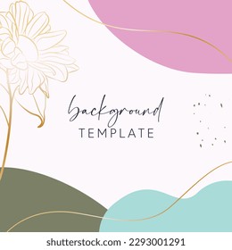 Abstract background vector template with geometric shapes and sunflowers. Good for social media posts, mobile apps, banner designs, online promotions and adverts. Floral  vector background.