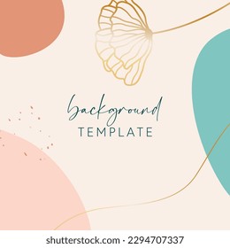 Abstract background vector template with geometric shapes and flower. Good for social media posts, mobile apps, banner designs, online promotions and adverts. Floral  vector background.