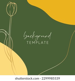 Abstract background vector template with geometric shapes and tulip flower. Good for social media posts, mobile apps, banner designs, online promotions and adverts. Floral vector background.