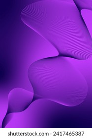 Abstract background vector violet, dark with dynamic waves for wedding design. Futuristic technology backdrop with network wavy lines. Premium template with stripes, gradient mesh for banner, poster.