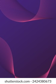 Abstract background vector violet, dark with dynamic waves for wedding design. Futuristic technology backdrop with network wavy lines. Premium template with stripes, gradient mesh for banner, poster.
