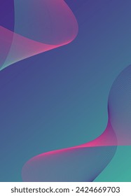 Abstract background vector violet, turquoise, pink with dynamic waves for wedding. Futuristic technology backdrop with network wavy lines. Premium template with gradient mesh for banner or poster.