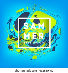 Abstract background vector,  watercolor hand drawn artistic marbling invitation, ebru illustration. Template for summer season sail or trendy card design for party. Sale banner