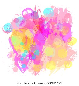 Abstract background. Vector watercolor splash texture background isolated on white. Hand-drawn blob, spot effects. Vivid color bright abstract background. 