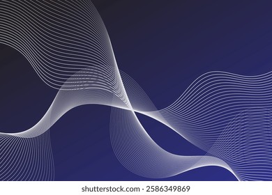 Abstract background of Vector wave lines flowing dynamic colorful isolated on white background for concept of banner, poster, communication, science, music, AI technology