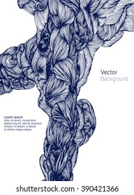 Abstract background. Vector waves hand drawn background. Vector doodle style waves with hairs, waves and clouds ornament background. Place for your text.