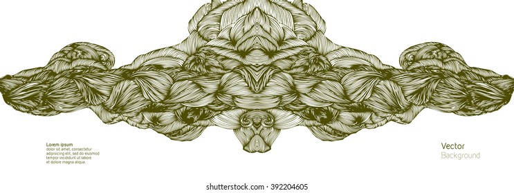 Abstract background. Vector waves hand drawn background. Vector doodle style waves with hairs, waves and clouds ornament background. Place for your text.