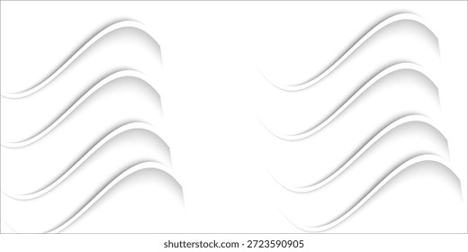 Vector de fondo abstracto blanco y gris, onda superpuesta con el concepto moderno de la sombra, espacio para el Web del texto o del mensaje y diseño del libro