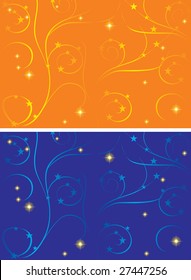 Abstract background with vegetative elements and stars