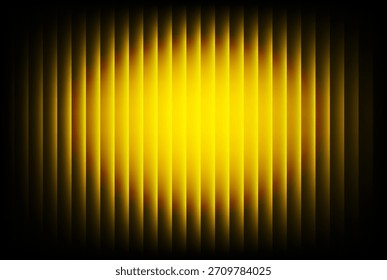 Abstract background of vertical glowing yellow light bars with a central bright spot creating a dramatic, futuristic, or stage curtain effect against a dark vignette border