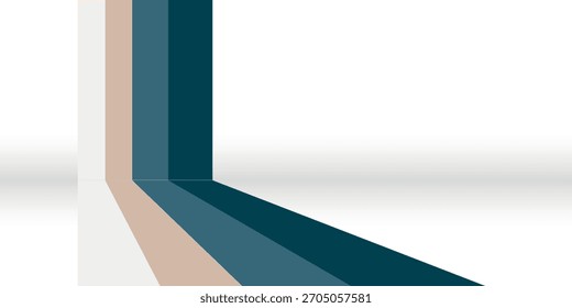 An abstract background with vertical and horizontal stripes in a retro color palette, creating a 3D corner perspective on a white and grey gradient.