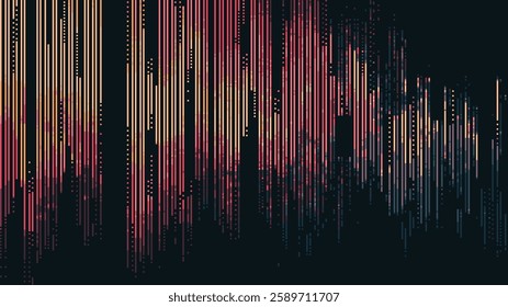 Abstract background with vertical lines of color and noise. glitch pixel art style. vector graphics. data visualization background design.