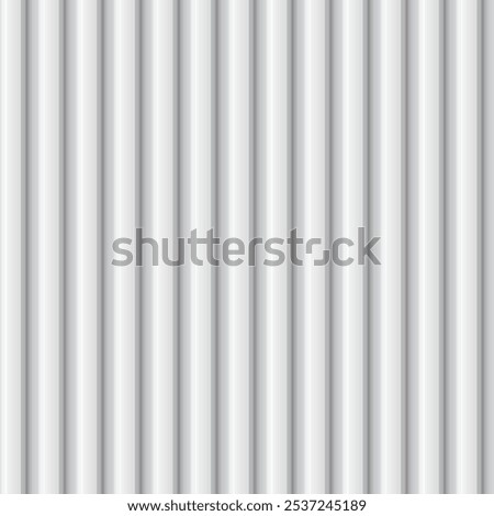Abstract background with vertical lines, white color, corrugated metal sheet. Seamless vector illustration. Container or sheet for covering and fencing. Profiled sheet.