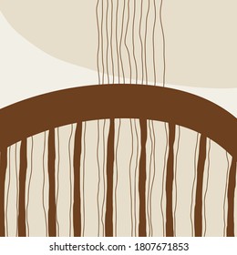 Abstract background with vertical stripes creating a rhythm. Minimalistic Scandinavian style. Vector illustration of Nordic organic shapes.